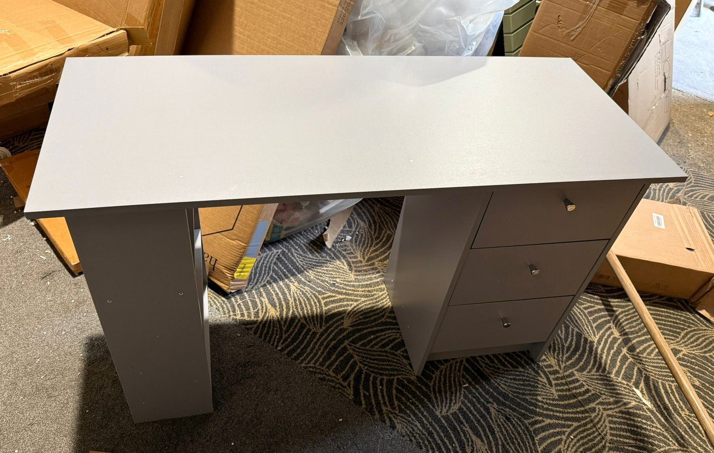 Assembled Malibu 3 Drawer Office Desk - Grey